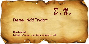 Deme Nándor névjegykártya